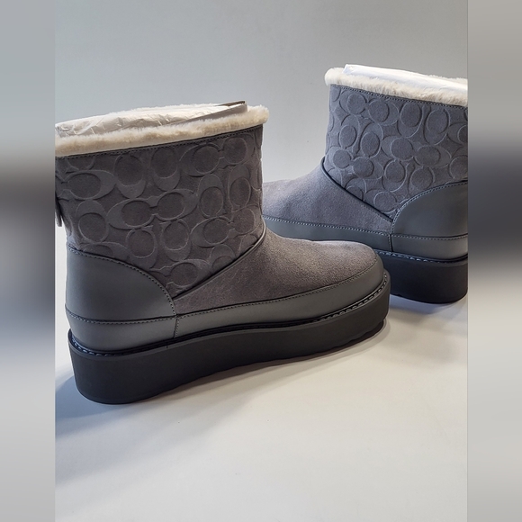 NWT Coach Women Gray Granite Indi Suede Boot Bootie Size 9 Style #CM593 - Picture 3 of 14